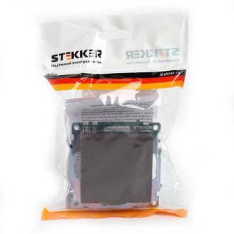 Выключатель 1-клавишный (механизм), STEKKER GLS10-7103-04, 250V, 10А, серия Катрин, шоколад, 49020