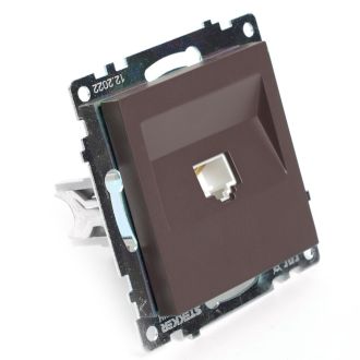 Розетка компьютерная 1-местная RJ-45 (механизм), STEKKER GLS00-7107-04, серия Катрин, шоколад, 49023