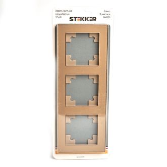 Рамка 3-местная, стекло, STEKKER GFR00-7003-08, серия Катрин, золото, 49036