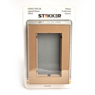 Рамка 2-местная (без перемычки), стекло, STEKKER, GFR00-7012-08, серия Катрин, золото, 49042