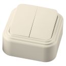 Выключатель STEKKER PSW06-22-20 двухклавишный открытой установки, 250В, 6А, IP20, слоновая кость (VA5 6-232-БЖ), 49050