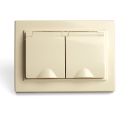 Розетка 2-местная с/з с крышкой STEKKER, PST16-9015-02, 250В, 16А, серия Эрна, слоновая кость, 49137