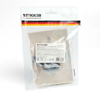 Розетка 2-местная с/з с крышкой STEKKER, PST16-9015-02, 250В, 16А, серия Эрна, слоновая кость, 49137