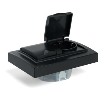 Розетка 2-местная с/з с крышкой, STEKKER, PST16-9015-03, 250В, 16А, серия Эрна, черный, 49138