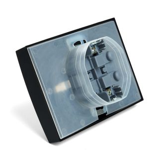 Розетка 2-местная с/з с крышкой, STEKKER, PST16-9015-03, 250В, 16А, серия Эрна, черный, 49138