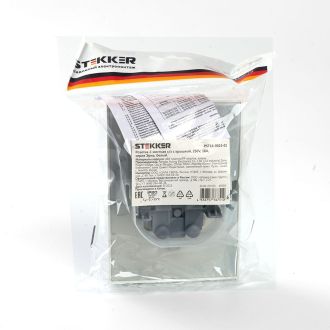 Розетка 2-местная с/з с крышкой, STEKKER, PST16-9015-01, 250В, 16А, серия Эрна, белый, 49139