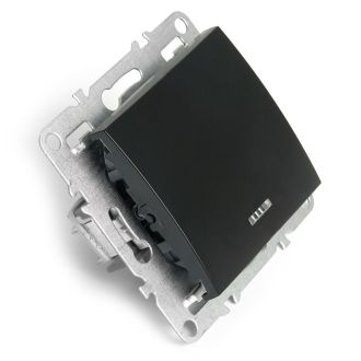 Выключатель 1-клавишный c индикатором (механизм), STEKKER, PSW10-9101-03, 250В, 10А, серия Эрна, черный, 49146