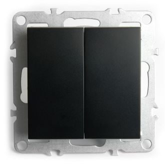 Выключатель 2-клавишный (механизм), STEKKER, PSW10-9104-03, 250В, 10А, серия Эрна, черный, 49149