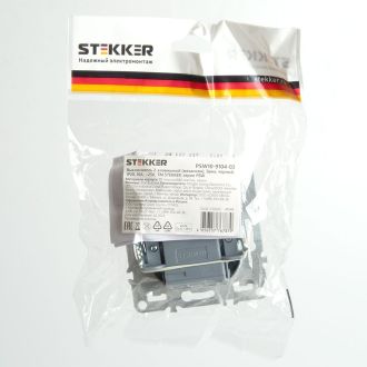 Выключатель 2-клавишный (механизм), STEKKER, PSW10-9104-03, 250В, 10А, серия Эрна, черный, 49149