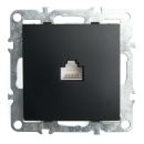 Розетка компьютерная 1-местная RJ-45 (механизм), STEKKER PST00-9107-03, серия Эрна, черный, 49151
