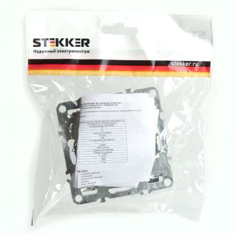Розетка компьютерная 1-местная RJ-45 (механизм), STEKKER PST00-9107-03, серия Эрна, черный, 49151