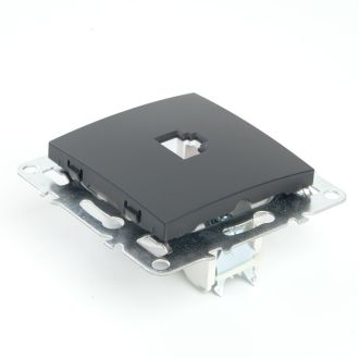 Розетка компьютерная 1-местная RJ-45 (механизм), STEKKER PST00-9107-03, серия Эрна, черный, 49151