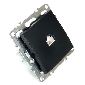 Розетка компьютерная 1-местная RJ-45 (механизм), STEKKER PST00-9107-03, серия Эрна, черный, 49151