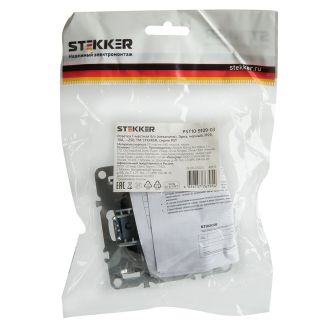 Розетка 1-местная б/з (механизм), STEKKER, PST10-9109-03, 250В, 16А с защитной шторкой, серия Эрна, черный, 49153