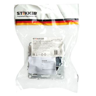 Розетка 1-местная c/з (механизм), STEKKER, PST16-9110-03, 250В, 16А с защитной шторкой, серия Эрна, черный, 49154