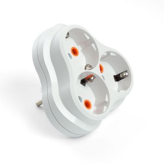 Разветвитель сетевой 3-местный с/з STEKKER ADP16-23-21, 250V, 16A, ABS пластик, белый, 49165