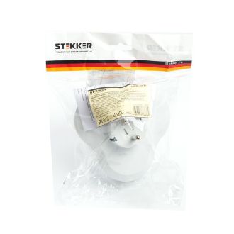 Разветвитель сетевой 3-местный с/з STEKKER ADP16-23-21, 250V, 16A, ABS пластик, белый, 49165