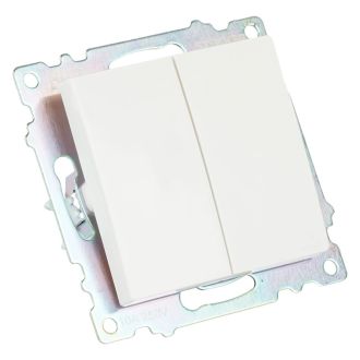 Переключатель 2-клавишный (механизм), STEKKER GLS10-7107-01, 250V, 10А, серия Катрин, белый, 49166