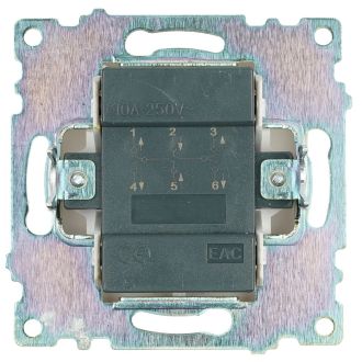Переключатель 2-клавишный (механизм), STEKKER GLS10-7107-01, 250V, 10А, серия Катрин, белый, 49166