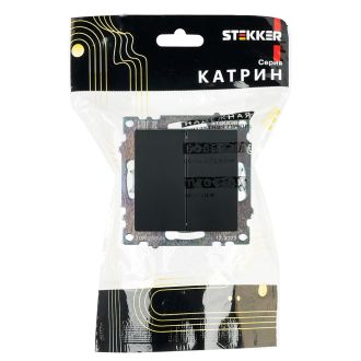 Переключатель 2-клавишный (механизм), STEKKER GLS10-7107-05, 250V, 10А, серия Катрин, черный, 49167