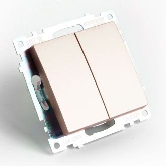 Переключатель2-клавишный (механизм), STEKKER GLS10-7107-02, 250V, 10А, серия Катрин, шампань, 49169