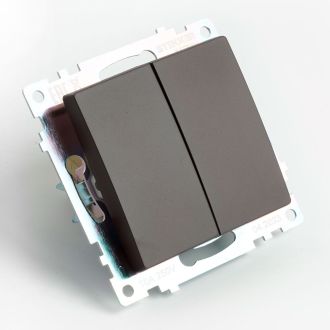 Переключатель 2-клавишный (механизм), STEKKER GLS10-7107-04, 250V, 10А, серия Катрин, шоколад, 49170