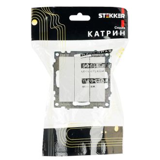 Выключатель 3-клавишный (механизм), STEKKER GLS10-7108-01, 250V, 10А, серия Катрин, белый, 49171