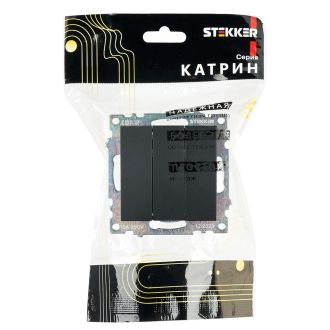 Выключатель 3-клавишный (механизм), STEKKER GLS10-7108-05, 250V, 10А, серия Катрин, черный, 49172