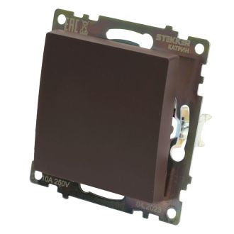 Переключатель перекрестный 1-клавишный (механизм), STEKKER GLS10-7110-04, 250V, 10А, серия Катрин, шоколад, 49180