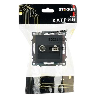 Розетка TV + компьютерная RJ-45 (механизм), STEKKER GLS00-7106-05, серия Катрин, черный, 49182