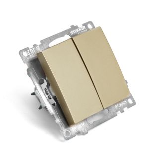 Выключатель 2-клавишный (механизм) STEKKER, GLS10-7104-08, 250В, 10А, серия Катрин, золото, 49216