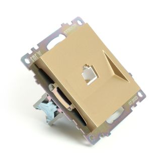 Розетка компьютерная 1-местная RJ-45 (механизм), STEKKER, GLS00-7107-08, серия Катрин, золото, 49227