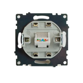 Розетка компьютерная 1-местная RJ-45 (механизм), STEKKER, GLS00-7107-08, серия Катрин, золото, 49227