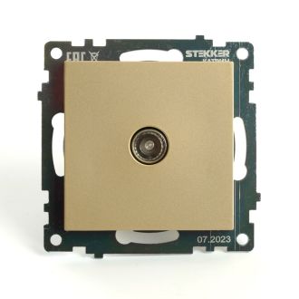 Розетка телевизионная 1-местная (механизм), STEKKER, GLS00-7108-08, 75 Ом, 5-862МГц, серия Катрин, золото, 49228