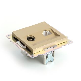 Розетка TV + компьютерная RJ-45 (механизм), STEKKER, GLS00-7106-08, серия Катрин, золото, 49230