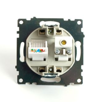 Розетка TV + компьютерная RJ-45 (механизм), STEKKER, GLS00-7106-08, серия Катрин, золото, 49230