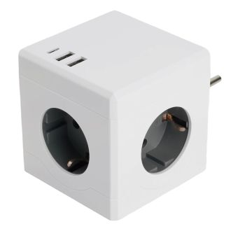 Разветвитель сетевой 3-местный с/з STEKKER ADP16-33-21, 250V, 16A, ABS пластик, белый, 49231