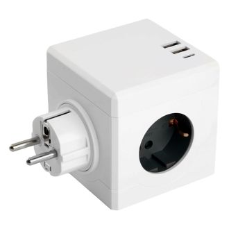 Разветвитель сетевой 3-местный с/з STEKKER ADP16-33-21, 250V, 16A, ABS пластик, белый, 49231