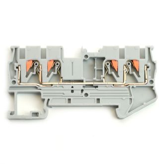 Зажим пружинный, 4-проводной проходной ЗНИ - 2,5, JXB PT 2,5, серый LD574-1-25, STEKKER, 49245 (комплект 100 шт.)