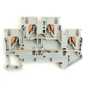 Зажим пружинный, 4-проводной проходной ЗНИ - 2,5, JXB PT 2,5, серый LD575-1-25, STEKKER, 49247 (комплект 100 шт.)