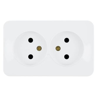 Розетка 2-местная б/з открытой установки, STEKKER, 250В, 10А, IP20, серия София, белый, MST10-12-01, 49303