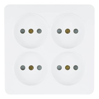 Розетка 4-местная б/з открытой установки, квадрат, STEKKER, 250В, 10А, IP20, серия София, белый, MST10-14S-01, 49309