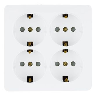Розетка 4-местная с/з открытой установки, квадрат, STEKKER, 250В, 16А, IP20, серия София, белый, MST16-14S-01, 49310