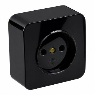 Розетка 1-местная б/з открытой установки, STEKKER, 250В, 10А, IP20, серия София, черный, MST10-11-02, 49313