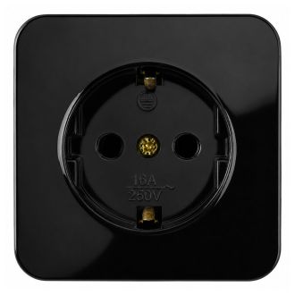 Розетка 1-местная с/з открытой установки, STEKKER, 250В, 16А, IP20, серия София, черный, MST16-11-02, 49314