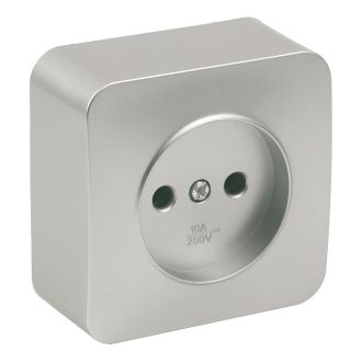 Розетка 1-местная б/з открытой установки, STEKKER, 250В, 10А, IP20, серия София, серебро, MST10-11-03, 49325