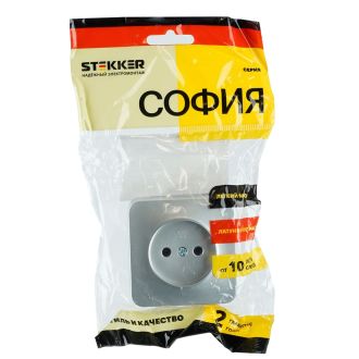 Розетка 1-местная б/з открытой установки, STEKKER, 250В, 10А, IP20, серия София, серебро, MST10-11-03, 49325