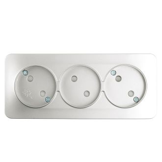 Розетка 3-местная б/з открытой установки, STEKKER, 250В, 10А, IP20, серия София, серебро, MST10-13-03, 49329