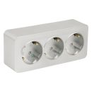 Розетка 3-местная с/з открытой установки, STEKKER, 250В, 16А, IP20, серия София, серебро, MST16-13-03, 49330