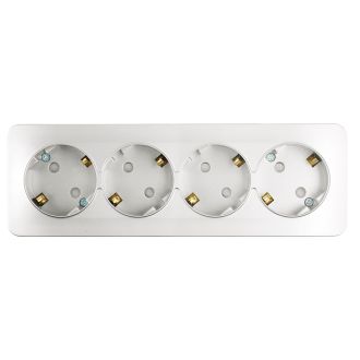 Розетка 4-местная с/з открытой установки, STEKKER, 250В, 16А, IP20, серия София, серебро, MST16-14-03, 49332